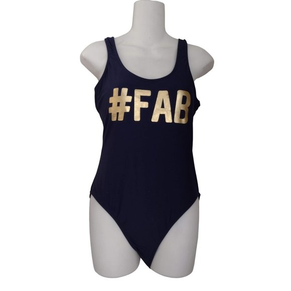 Royal Blue & Gold Fab One piece swimming suit - Picture 1 of 4